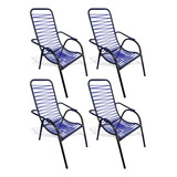 Kit 4 Cadeira De Fio Cordinha Cor Azul