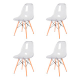 Kit 4 Cadeiras Charles Eames Eiffel Acrílica Transparente