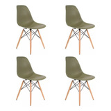 Kit 4 Cadeiras Charles Eames Wood Design Eiffel Colorida