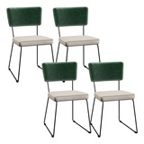 Kit 4 Cadeiras Cozinha Sala De Jantar Allana Verde Linho Cru Estrutura Da Cadeira Preto Desenho Do Tecido Liso