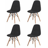 Kit 4 Cadeiras Estofadas Para Cozinha Sala Jantar Botone Dsw Cor Da Estrutura Da Cadeira Cadeira Estofada Para Mesa De Jantar Cozinha Eames Eiffel Botone Preta
