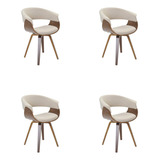 Kit 4 Cadeiras Jantar Betina Creme Linho Giratória