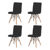Kit 4 Cadeiras Mesa Sala De Jantar Charles Eames Gomos Wood Estrutura Da Cadeira Cadeira Estofada Para Cozinha Jantar Gomos Preto