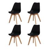 Kit 4 Cadeiras Para Mesa Sala De Jantar Saarinen Leda Wood Cor Da Estrutura Da Cadeira Preto Baba Shop