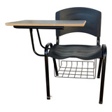 Kit 4 Cadeiras Preta Escolas Universidades Prancheta Frontal