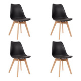 Kit 4 Cadeiras Tulipa Eames Wood Design Estofadas De Jantar