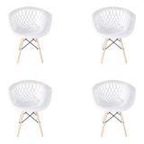 Kit 4 Cadeiras Web Cloe Clarice Sidera Base Wood