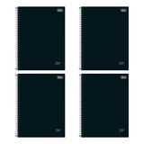 Kit 4 Cadernos Preto Zip 1 Matéria 80 Folhas Tilibra