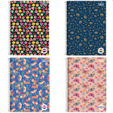Kit 4 Cadernos Tilibra Pepper 80 Fls 1 Matéria Feminino
