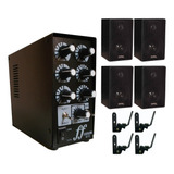 Kit 4 Caixa Som Com Suporte + 01 Amplificador Setorizador