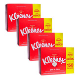 Kit 4 Caixas De Lenço De Papel Kleenex C/ 150 Lenços Suave