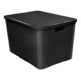 Kit 4 Caixas Organizadora Rattan Empilhavel Grande 40 Litros