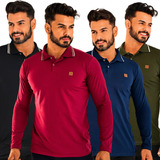 Kit 4 Camisa Polo Masculina Manga