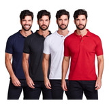 Kit 4 Camisas Gola Polo Masculina Blusa Slim Atacado Piquet