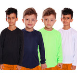 Kit 4 Camisetas Infantil Menino Proteção Uv Manga Longa