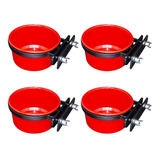 Kit 4 Canecas Plástica Comedouro P/ Pássaros Aves C/ Suporte
