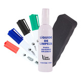 Kit 4 Canetas Quadro Branco Lousa + Apagador + Limpa Tela