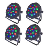 Kit 4 Canhão Led Refletor Par 64 18 Leds Cree 1w Rgb Dmx Djs