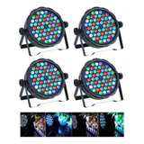 Kit 4 Canhao Refletor Led Par64 Rgbw 54 Leds 3w Dmx Dj Festa