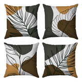 Kit 4 Capas Almofadas Decorativas Folhas 01 45x45 Id Decor