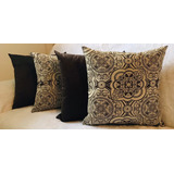 Kit 4 Capas Almofadas Sued Jacquard Estampado Paris 45x45 Cm