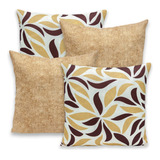 Kit 4 Capas De Almofadas C/ Zíper Gorgurinho 40x40 Decoração Cor Arabesco/cáqui