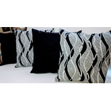Kit 4 Capas De Almofadas Jacquard Quadriculado Sued 45x45