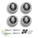Kit 4 Capas P/ Parafuso De Placa Modelo Caveira Skull Harley