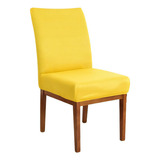 Kit 4 Capas Para Cadeiras Mesa Sala De Jantar Amarelo Desenho Do Tecido Liso