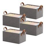Kit 4 Cesto Caixa Organizadora Dobrável Guarda Roupa Grande