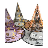 Kit 4 Chapéu De Bruxa Transparente Metalizado Halloween Cor Sortido