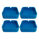 Kit 4 Cinzeiros De Silicone Modelo Quadrado Não Quebra