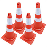 Kit 4 Cone Sinalização Emborrachado 75cm