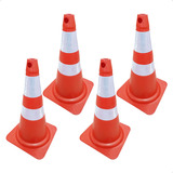 Kit 4 Cone Sinalização Flexível 75cm Trânsito Estacionamento