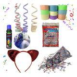 Kit 4 Confetes Carnaval Folia 24 Rolo Serpentina Tiara Tinta