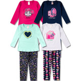 Kit 4 Conjuntos Infantil Feminino Roupa De Inverno Menina
