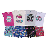 Kit 4 Conjuntos Juvenil Menina Verão Roupa Infantil Criança
