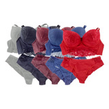 Kit 4 Conjuntos Lingerie Plus Size Atacado Sutiã Calcinha 