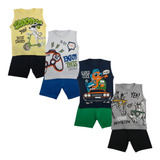 Kit 4 Conjuntos Menino Infantil Verão