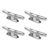 Kit 4 Cunho Amarra Cabo 3 Pol 7,6 Cm Cromado P/ Barco Lancha