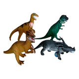 Kit 4 Dinossauros De Borracha Brinquedo Jurrassic Grande