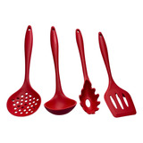 Kit 4 Escumadeira Concha Espatula Colher Servir Em Silicone
