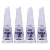Kit 4 Esmaltes Risque Atacado Tratamento Cobertura Brilhante