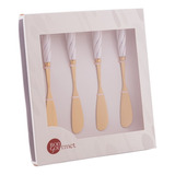 Kit 4 Espátulas Facas P/ Manteiga Patê Geleia Cabo Cerâmica