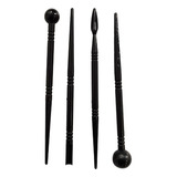 Kit 4 Estecas Silverchef Modela Bolos Biscuit Pastas Preta