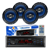 Kit 4 Falante 6 Pol + Rádio Carro Mp3 Player Usb Bluetooth