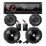 Kit 4 Falante 6 Pol + Rádio Carro Mp3 Usb Bluetooth + Frete