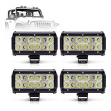 Kit 4 Faróis De Milha Barra Led Off Road 36w 12 Leds 4d 