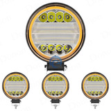 Kit 4 Farol De Milha Redondo Led 12-24v Trator Agricola 72w