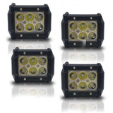 Kit 4 Farol De Milha Universal 18w 6 Leds 12/24v Off Road